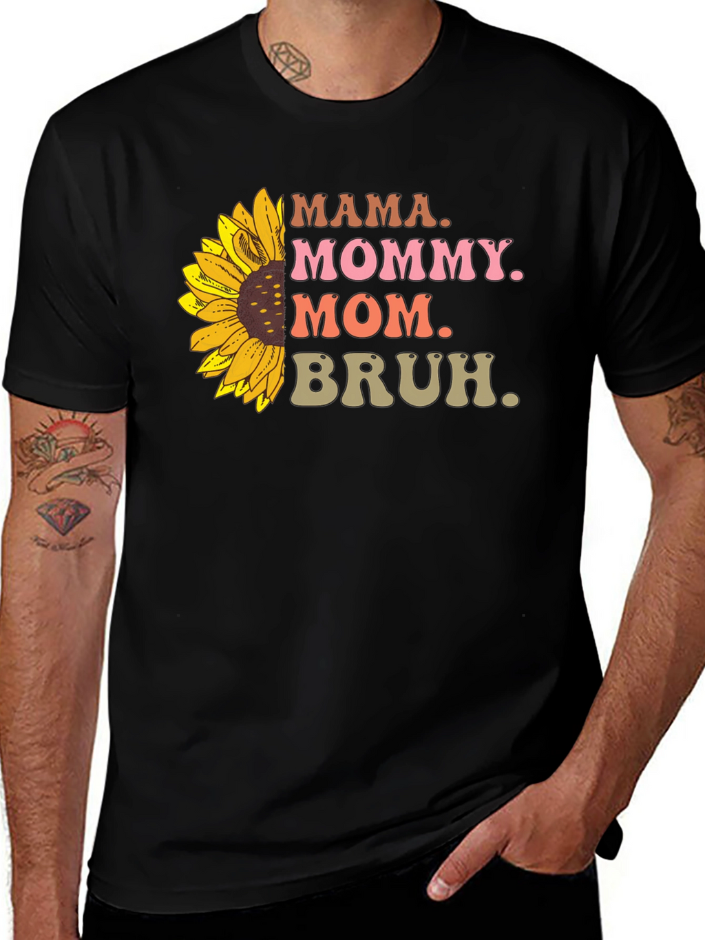 Mama Mommy Mom Bruh Sunflower Graphic Tee