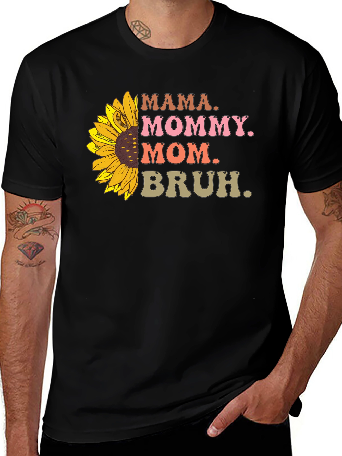Mama Mommy Mom Bruh Sunflower Graphic Tee