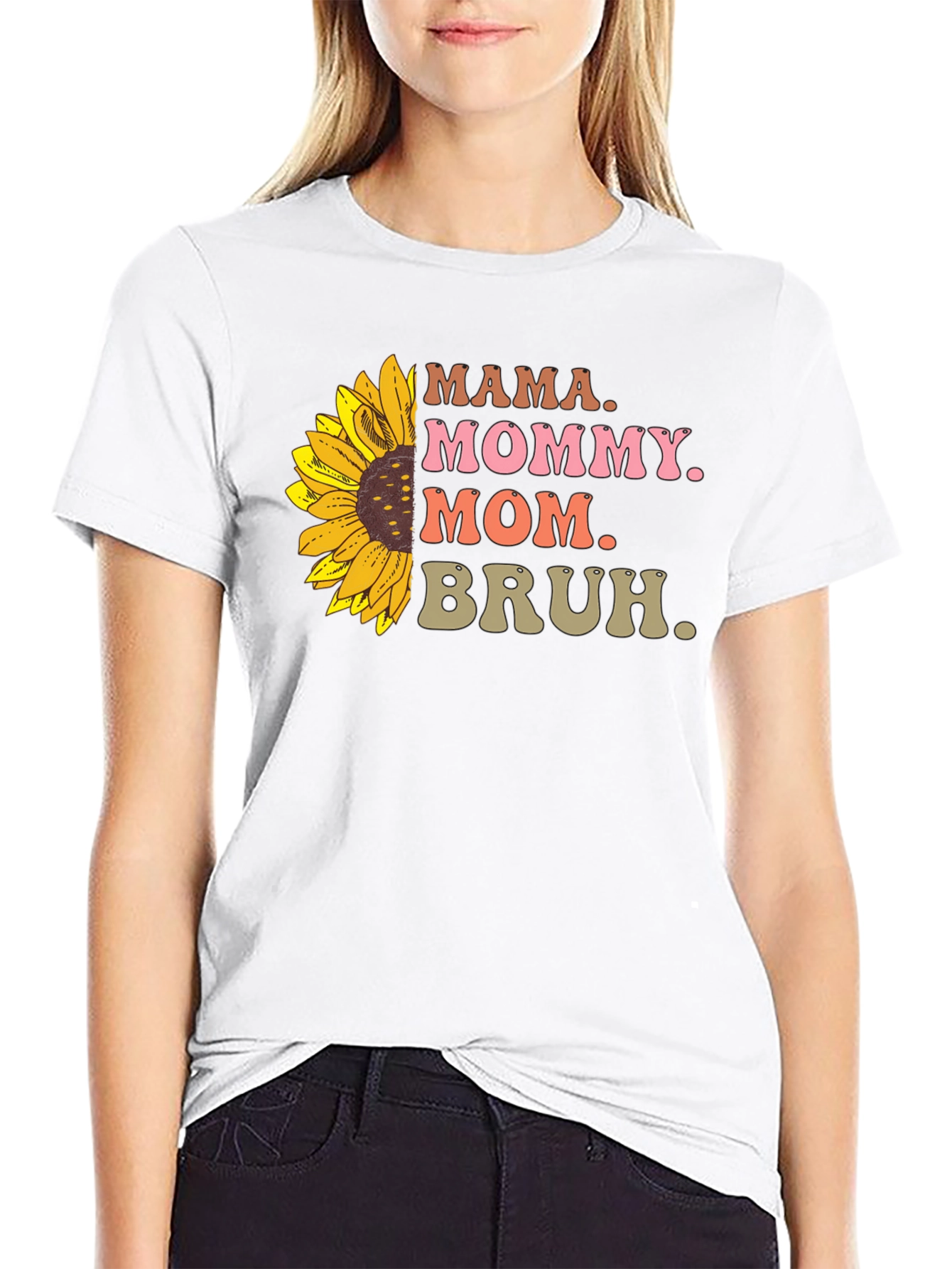 Mama Mommy Mom Bruh Sunflower Graphic Tee