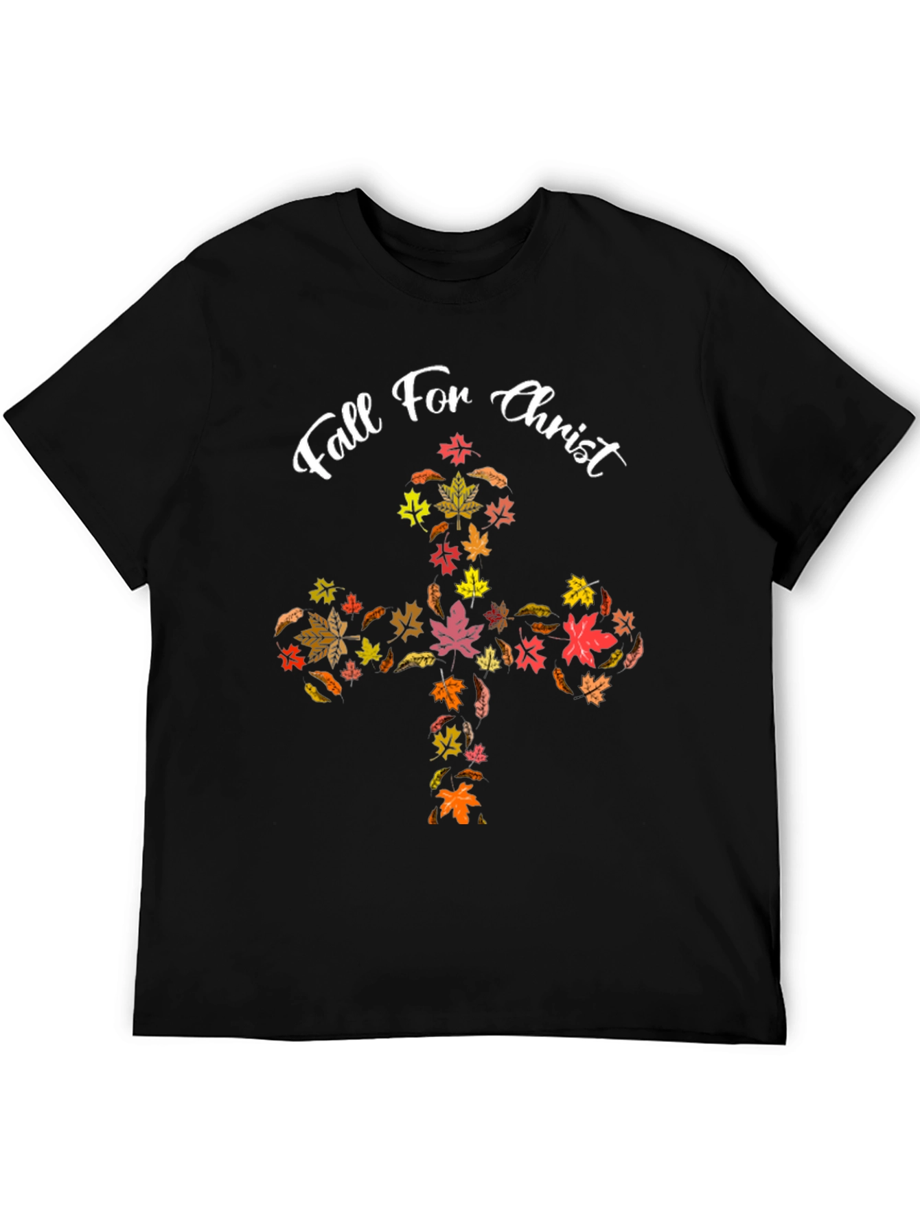 Fall For Christ Leaf Cross Black T-Shirt
