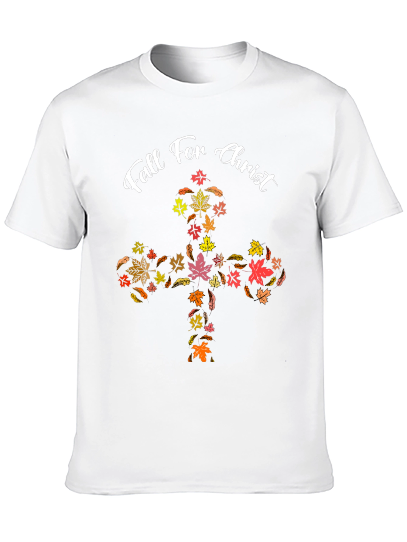 Fall For Christ Leaf Cross Black T-Shirt