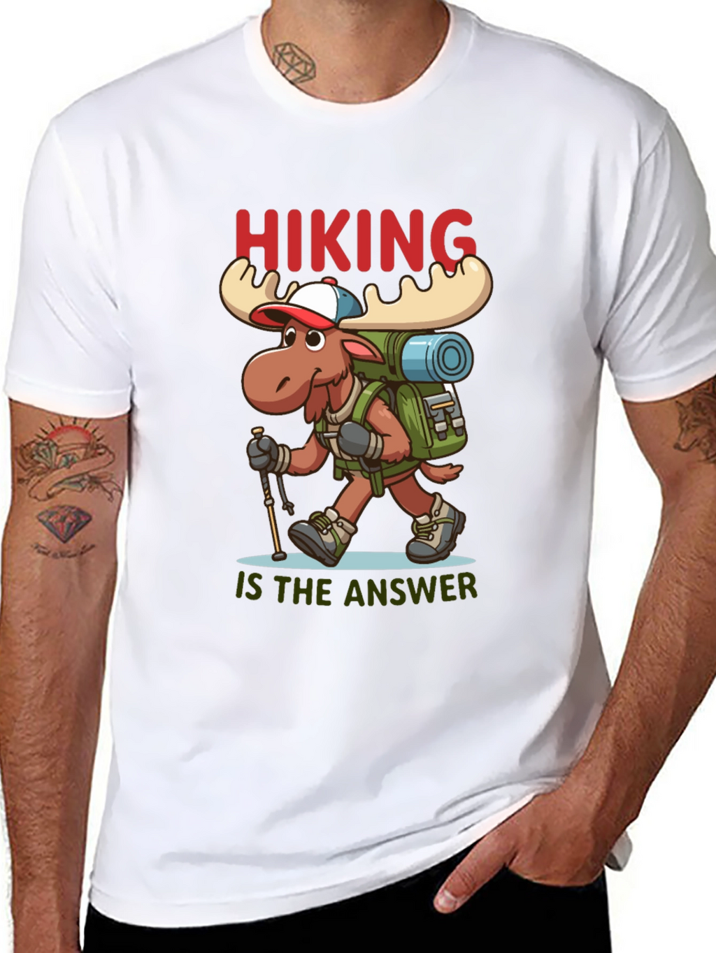 Hiking is the Answer T-Shirt - Moose Design