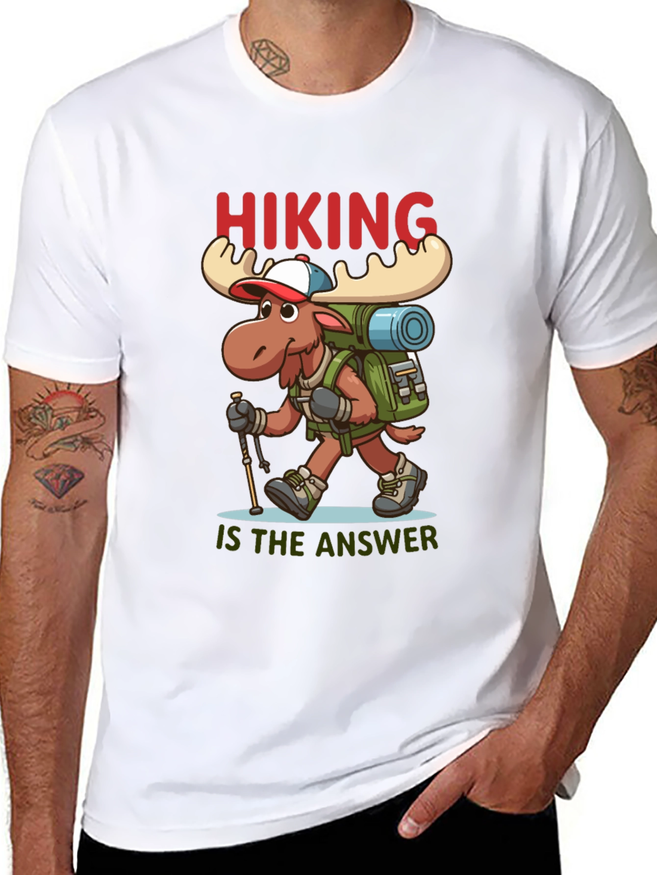 Hiking is the Answer T-Shirt - Moose Design