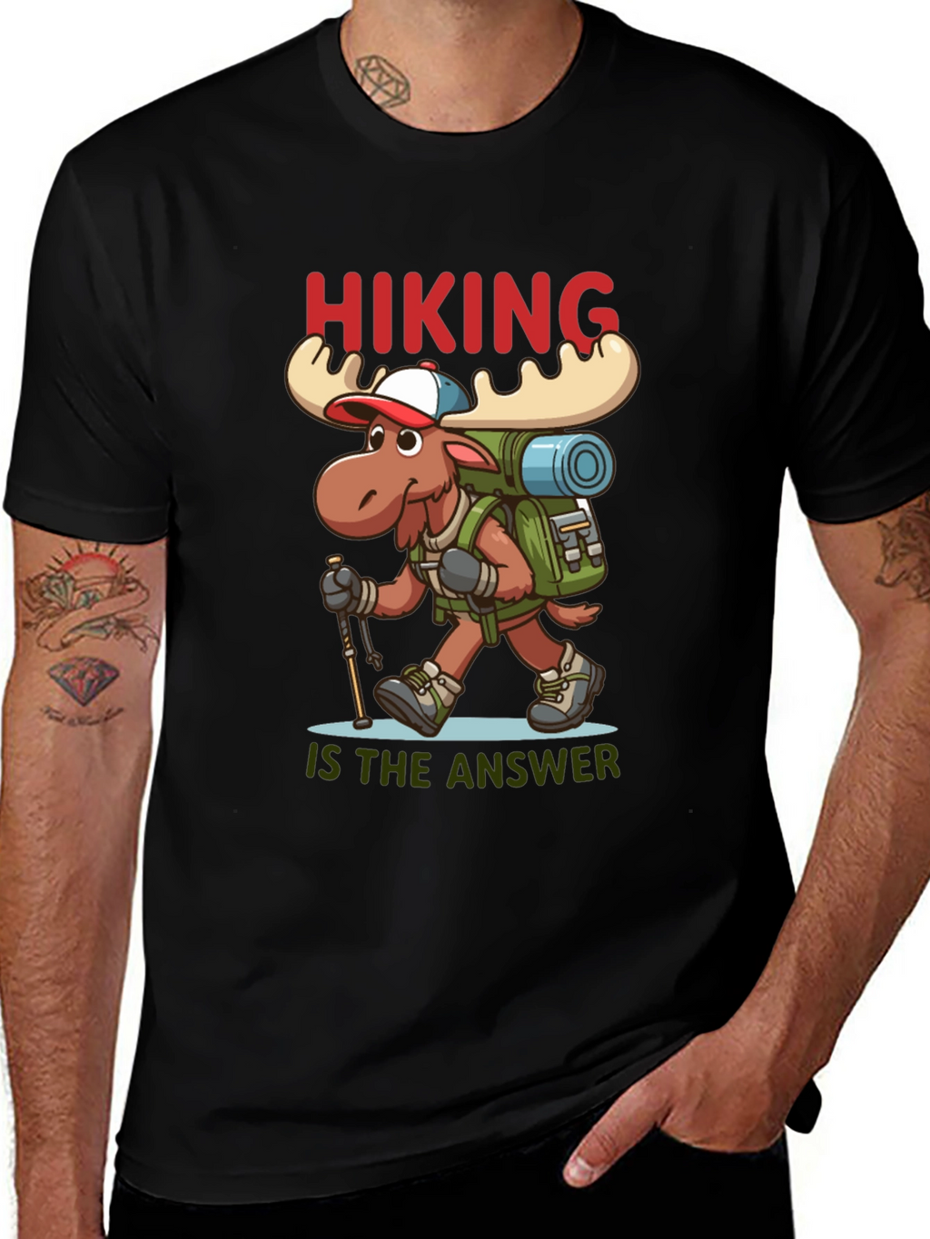 Hiking is the Answer T-Shirt - Moose Design