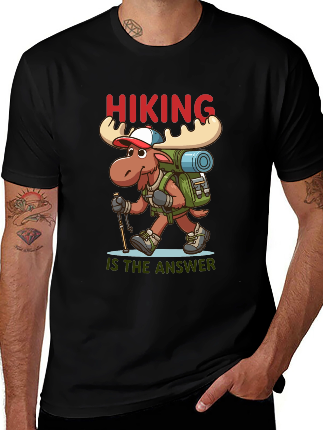 Hiking is the Answer T-Shirt - Moose Design