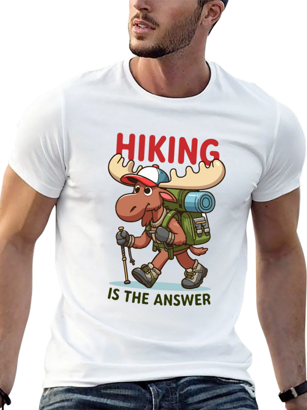 Hiking is the Answer T-Shirt - Moose Design