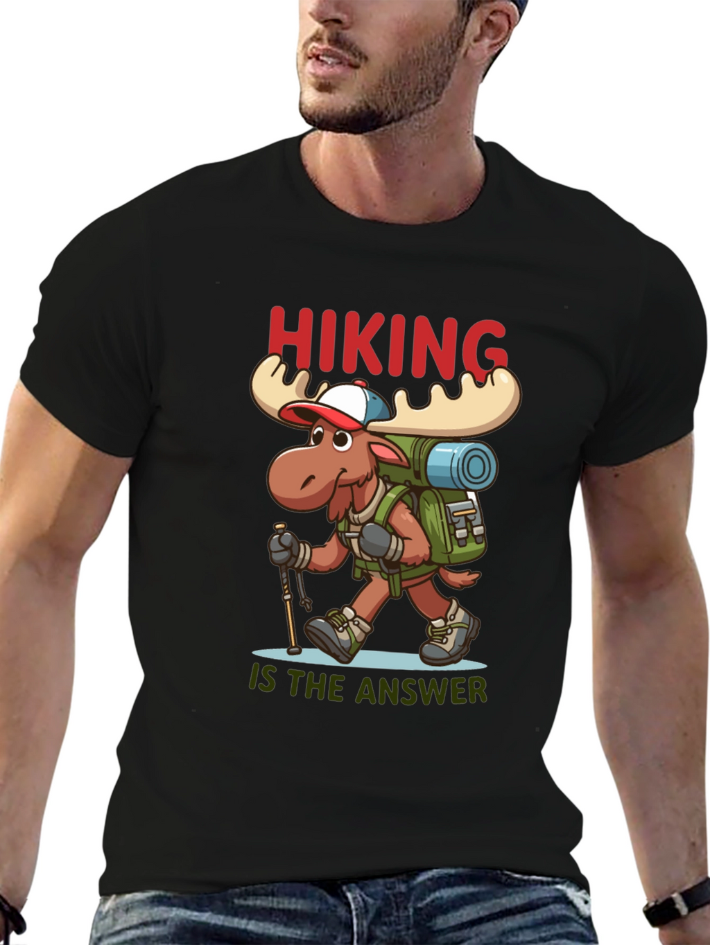 Hiking is the Answer T-Shirt - Moose Design