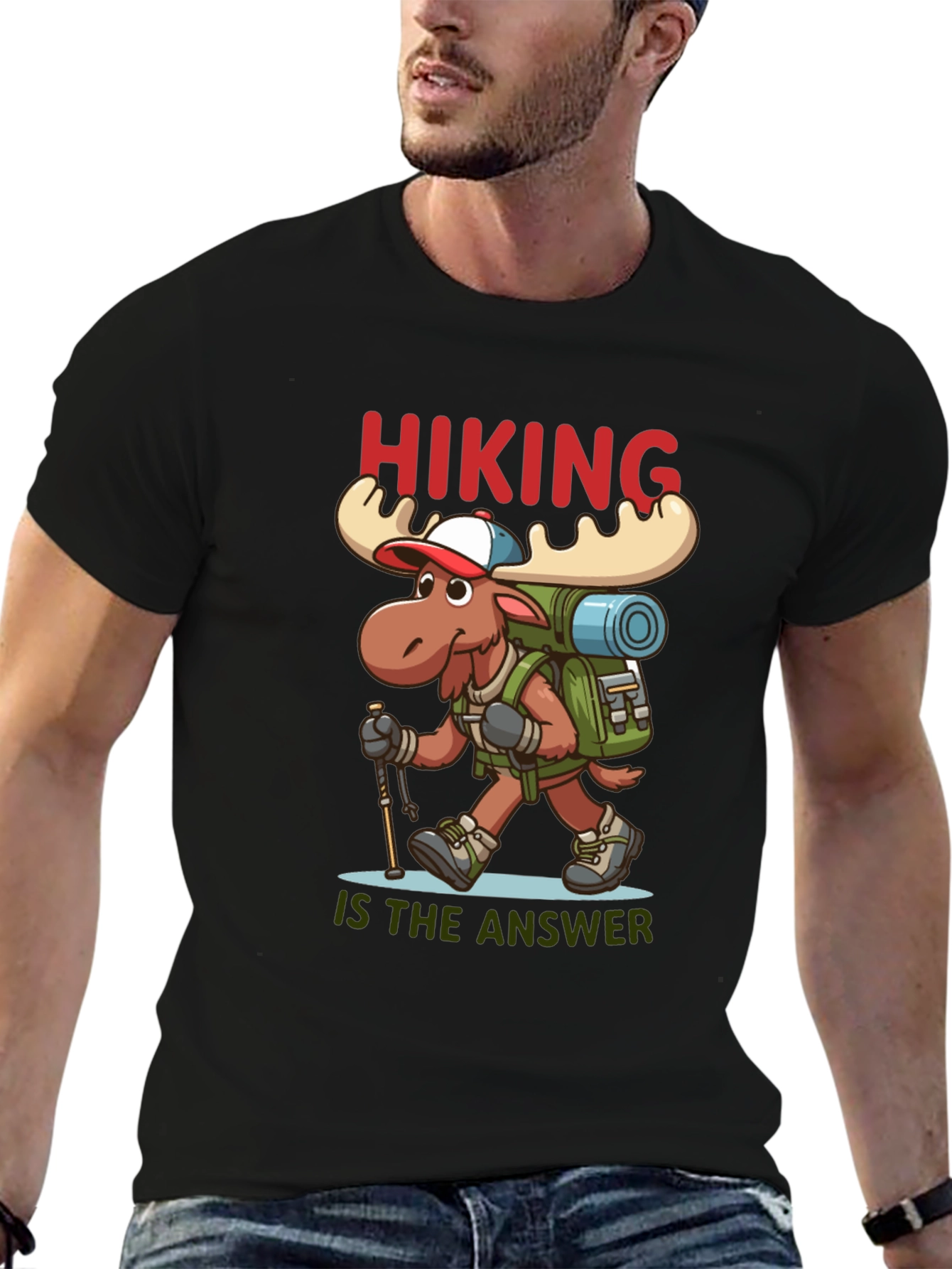Hiking is the Answer T-Shirt - Moose Design