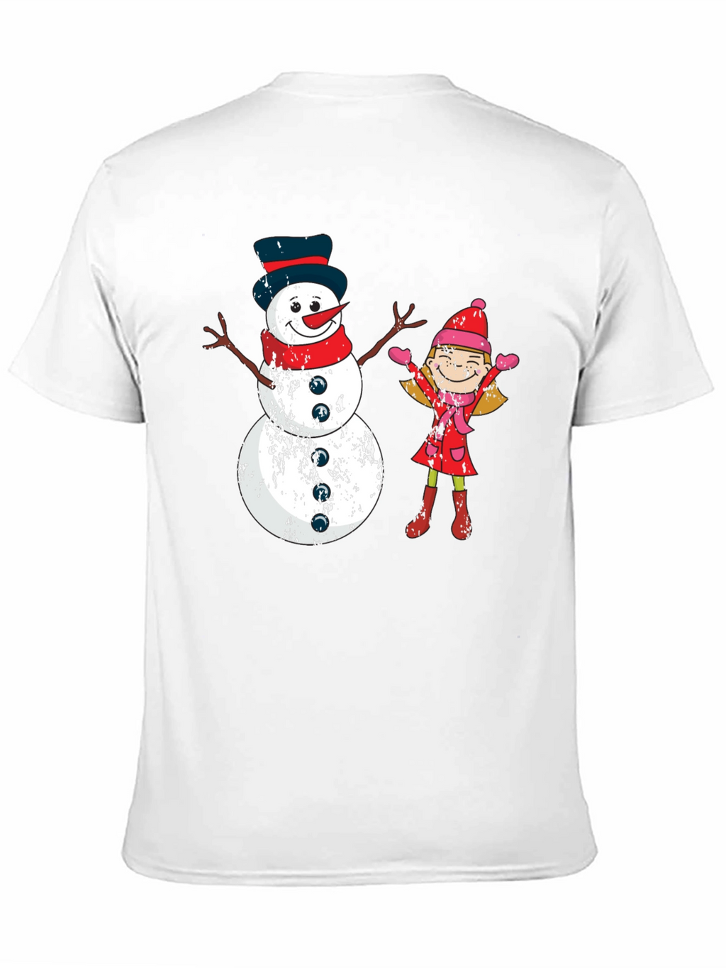 Festive Snowman and Girl Graphic Tee