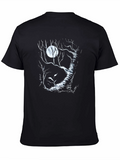 Moonlit Forest Graphic Tee - Black Cotton T-Shirt