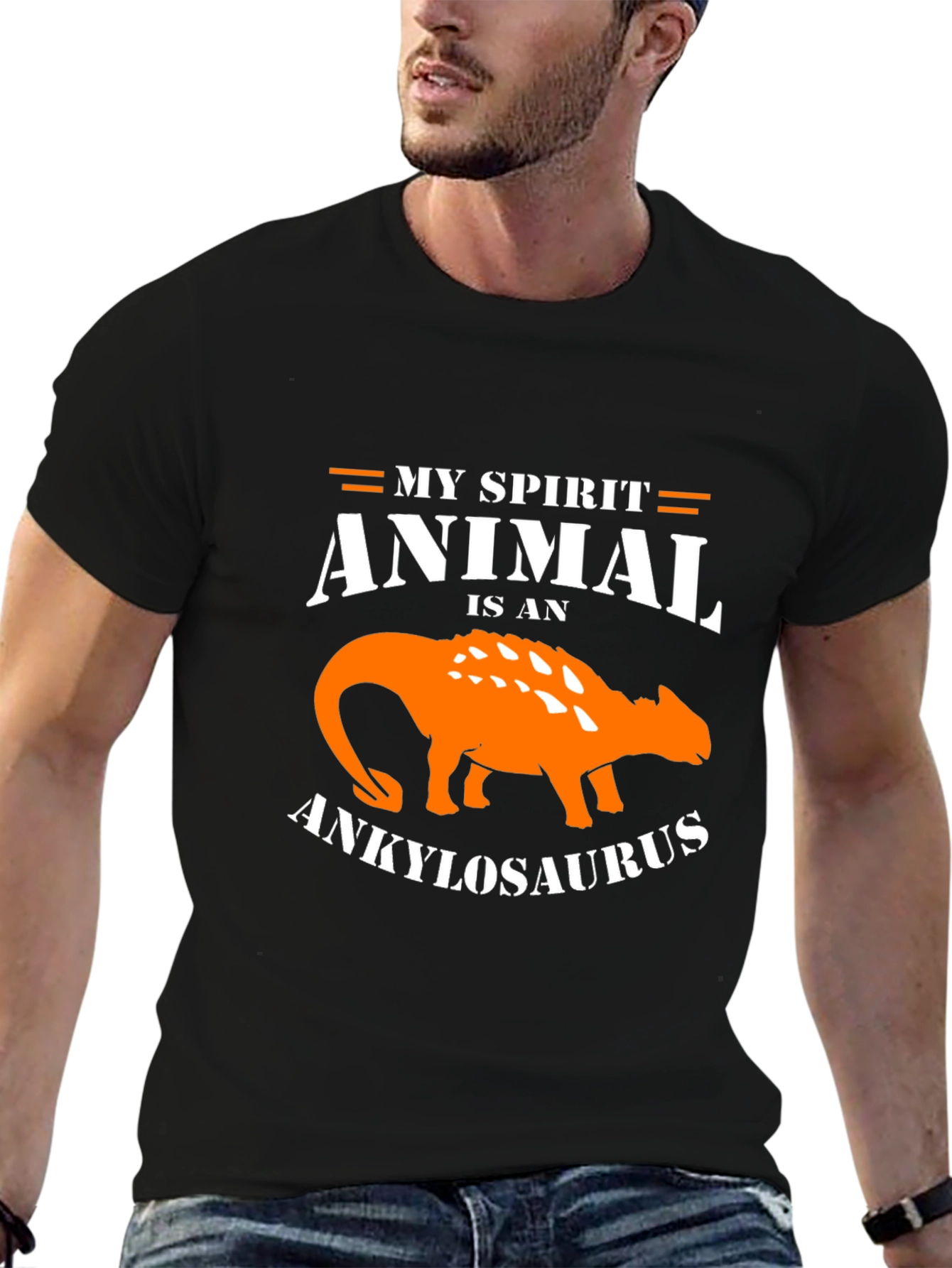 Ankylosaurus Spirit Animal Graphic Tee - Black