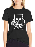Black T-Shirt with Cartoon SD Card Design