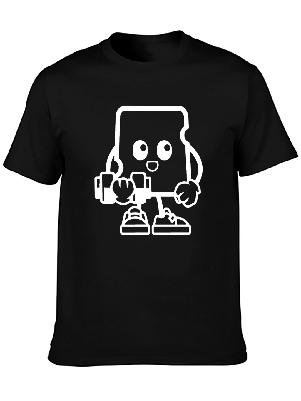 Black T-Shirt with Cartoon SD Card Design