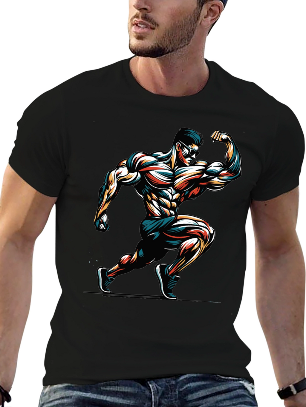 Muscle Man Graphic Tee - Black