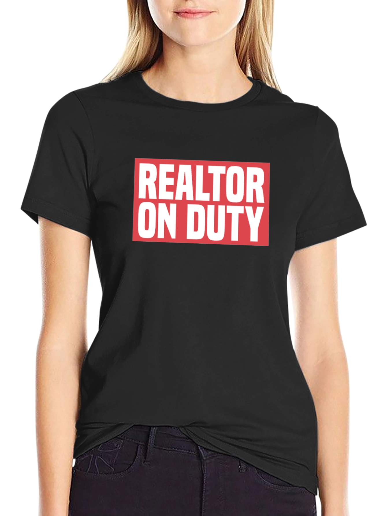 Realtor On Duty Graphic Tee - Black Cotton T-Shirt