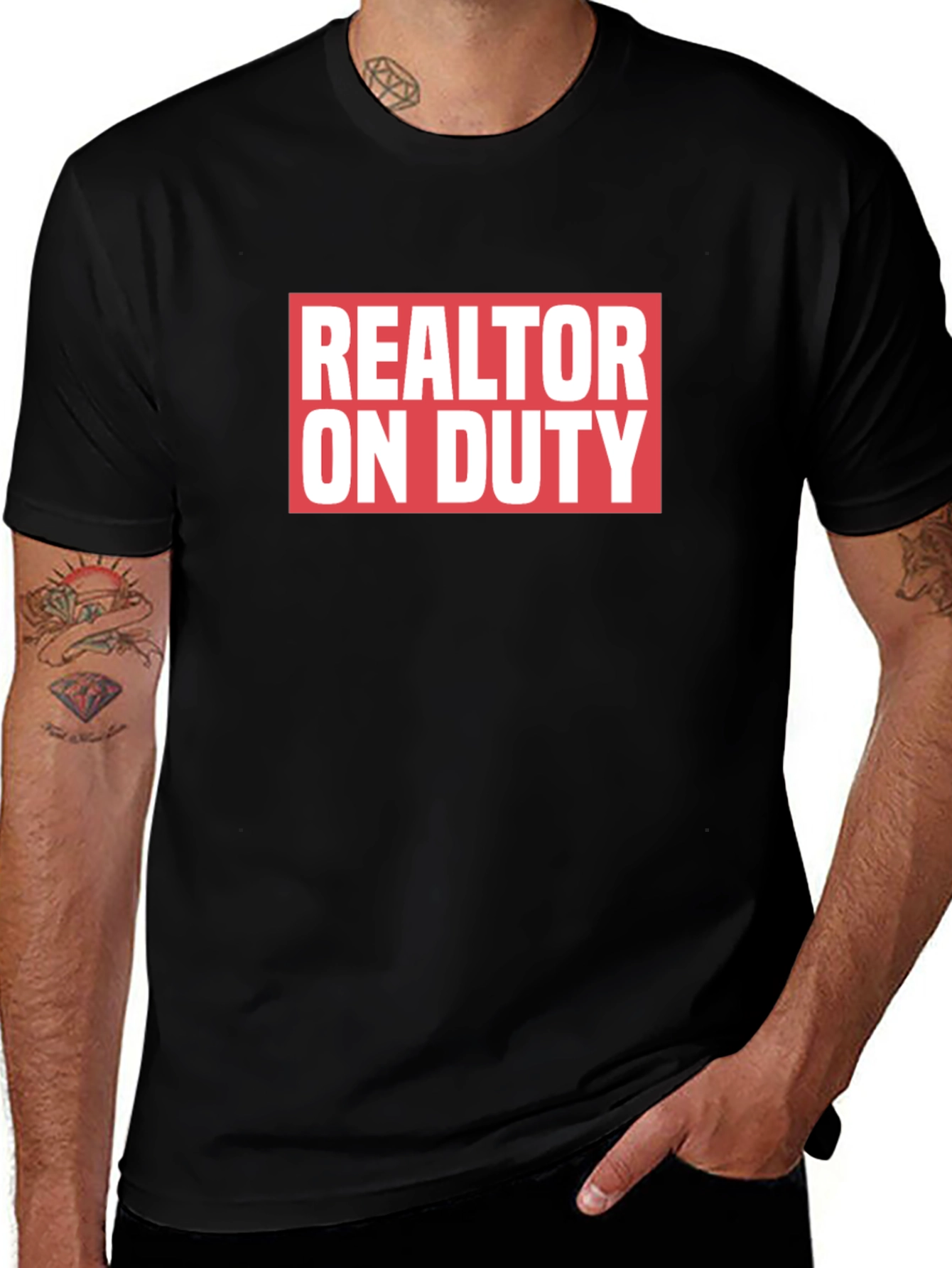 Realtor On Duty Graphic Tee - Black Cotton T-Shirt