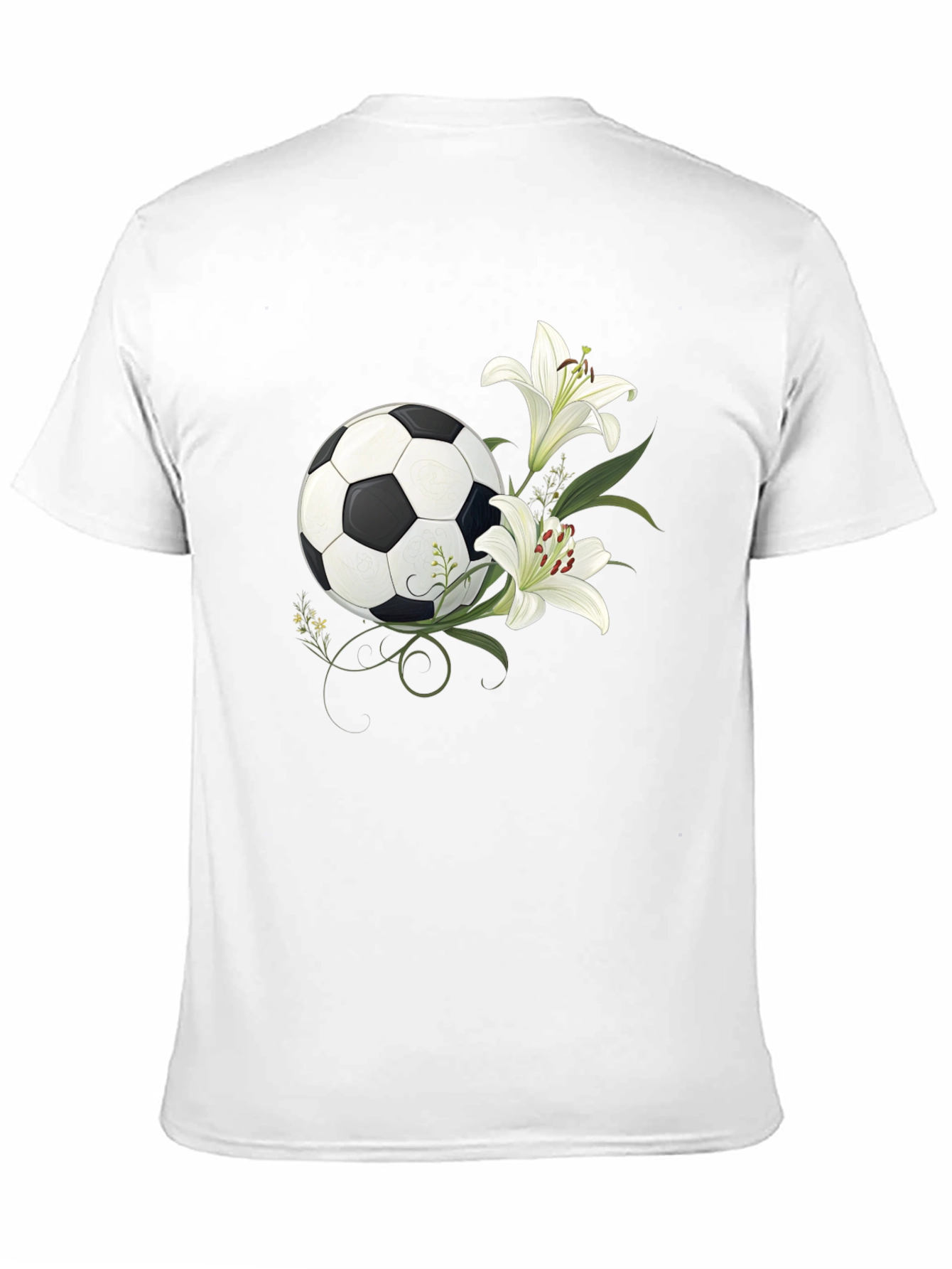 Soccer Ball and Lily Graphic Black T-Shirt