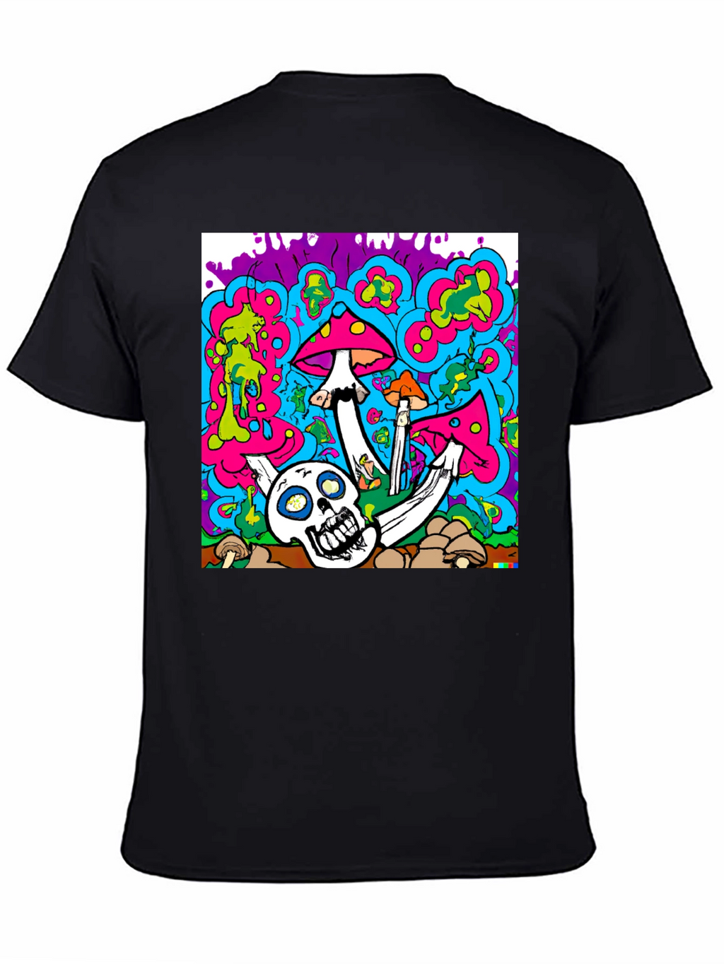 Psychedelic Skull & Mushroom Graphic T-Shirt