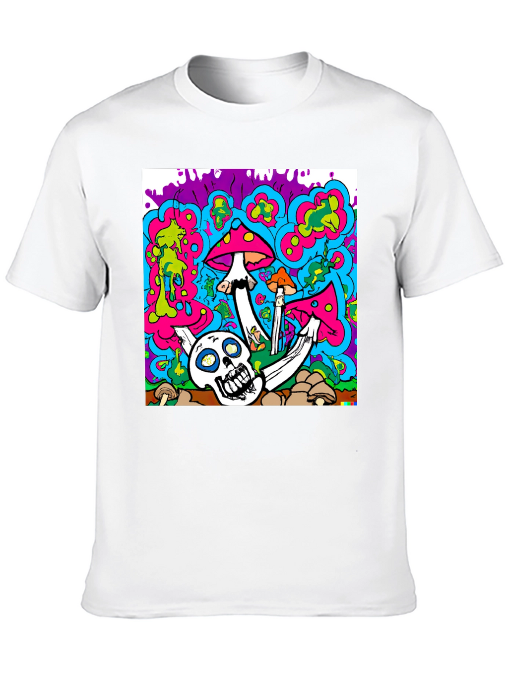 Psychedelic Skull & Mushroom Graphic T-Shirt