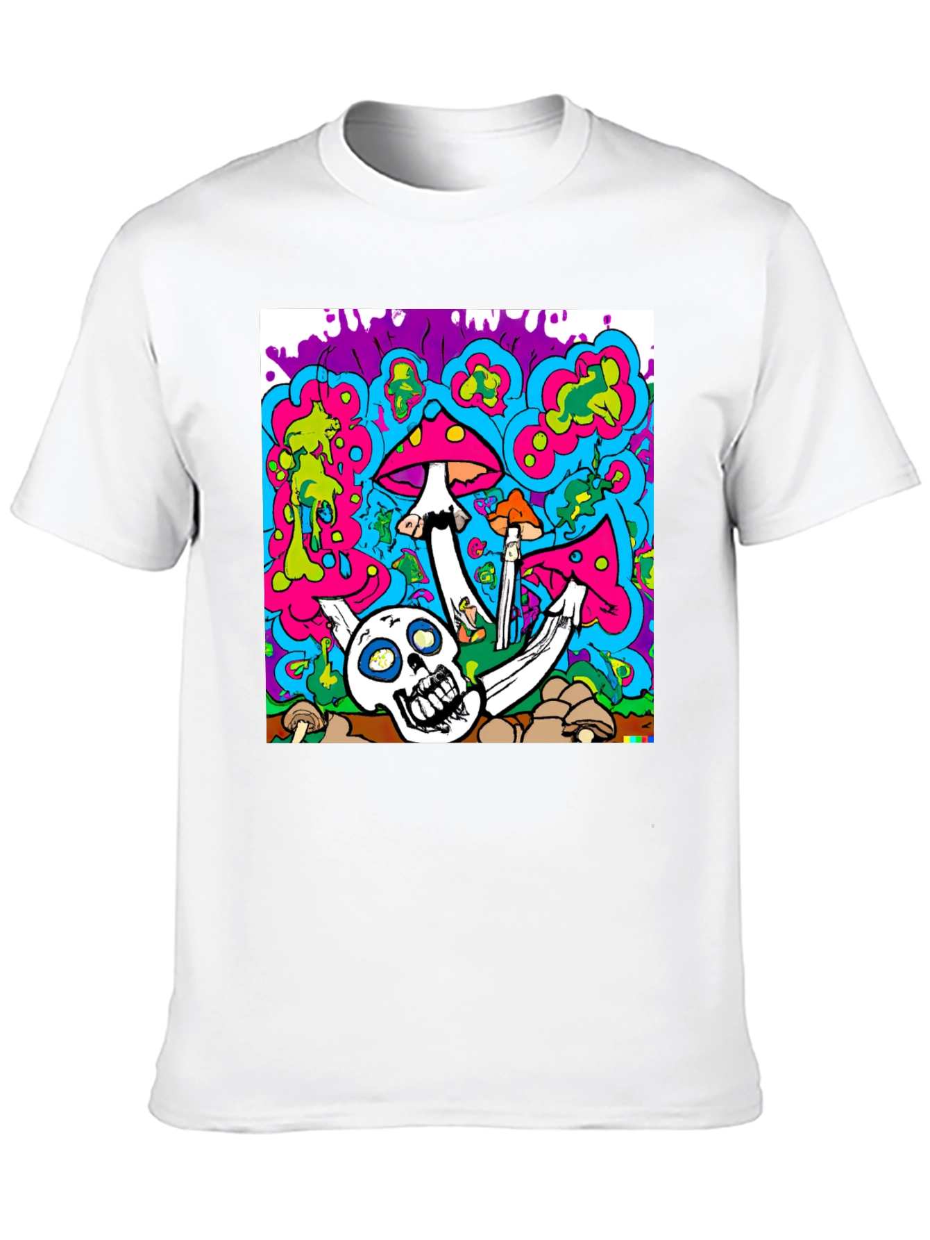 Psychedelic Skull & Mushroom Graphic T-Shirt