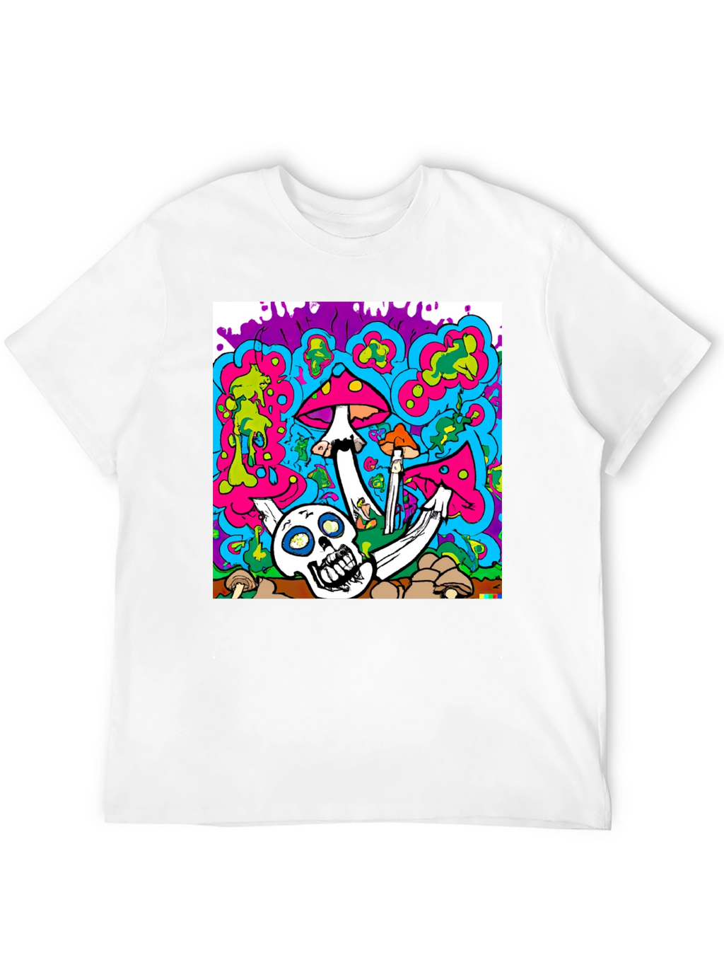 Psychedelic Skull & Mushroom Graphic T-Shirt