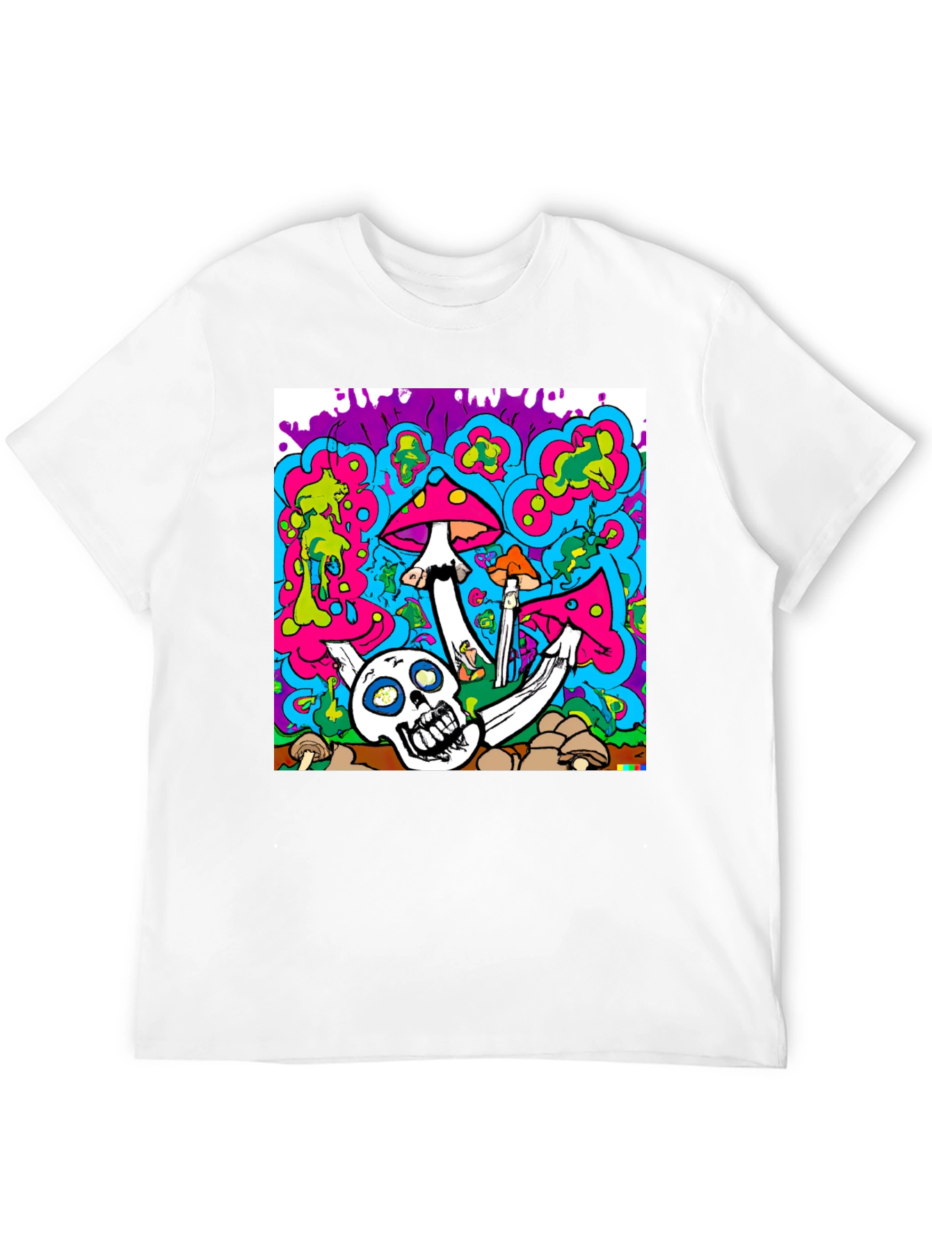 Psychedelic Skull & Mushroom Graphic T-Shirt