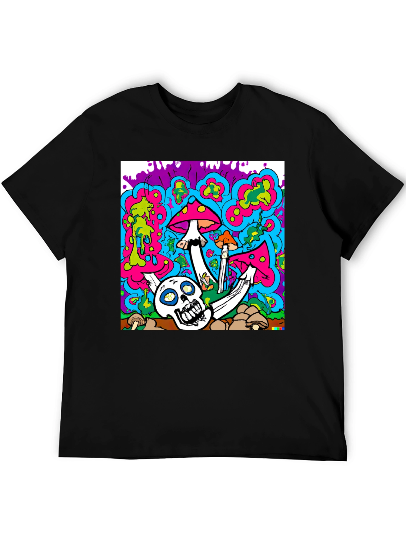 Psychedelic Skull & Mushroom Graphic T-Shirt