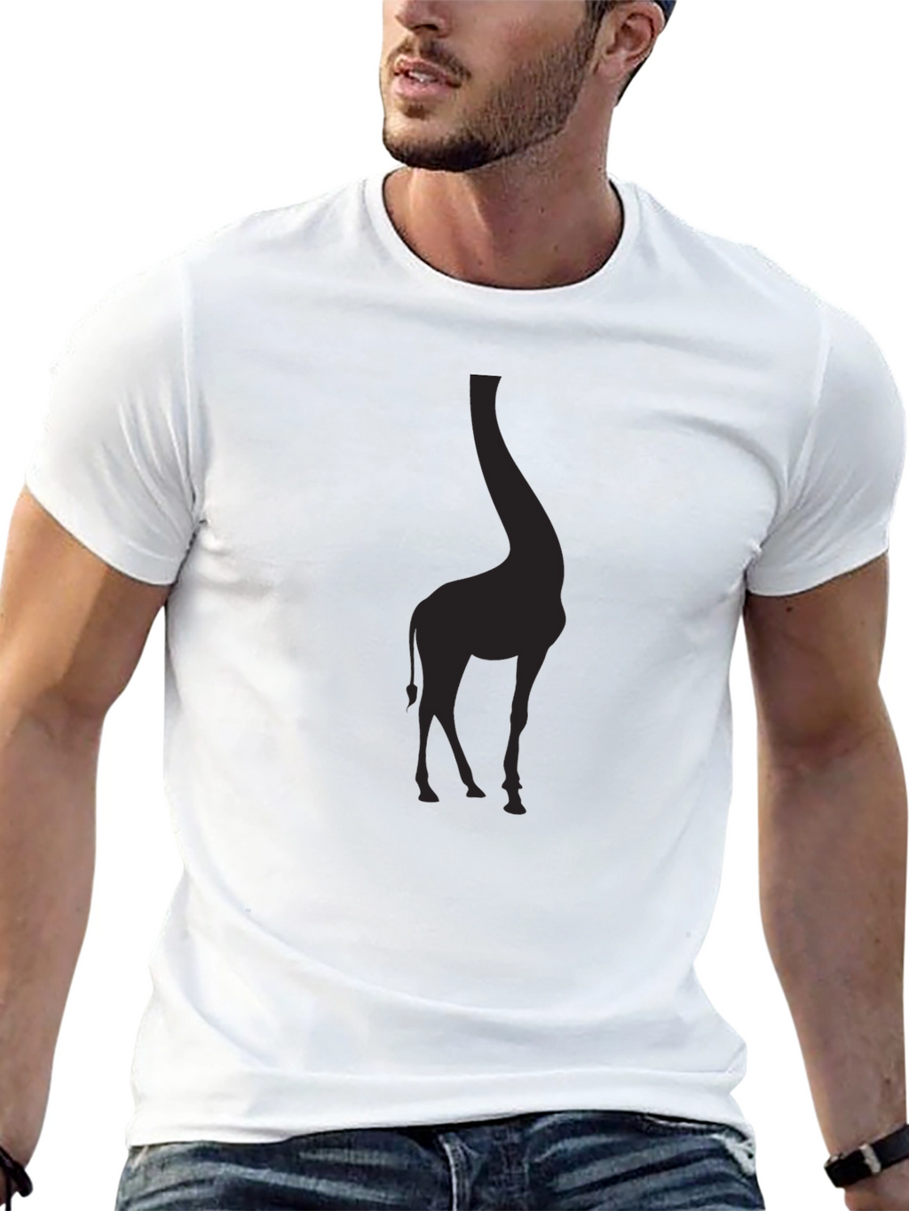 Giraffe Silhouette Black T-Shirt - Mens