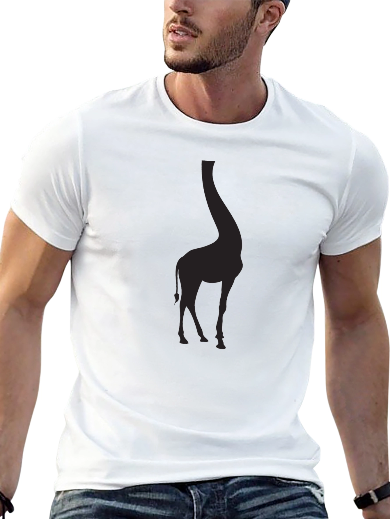 Giraffe Silhouette Black T-Shirt - Mens