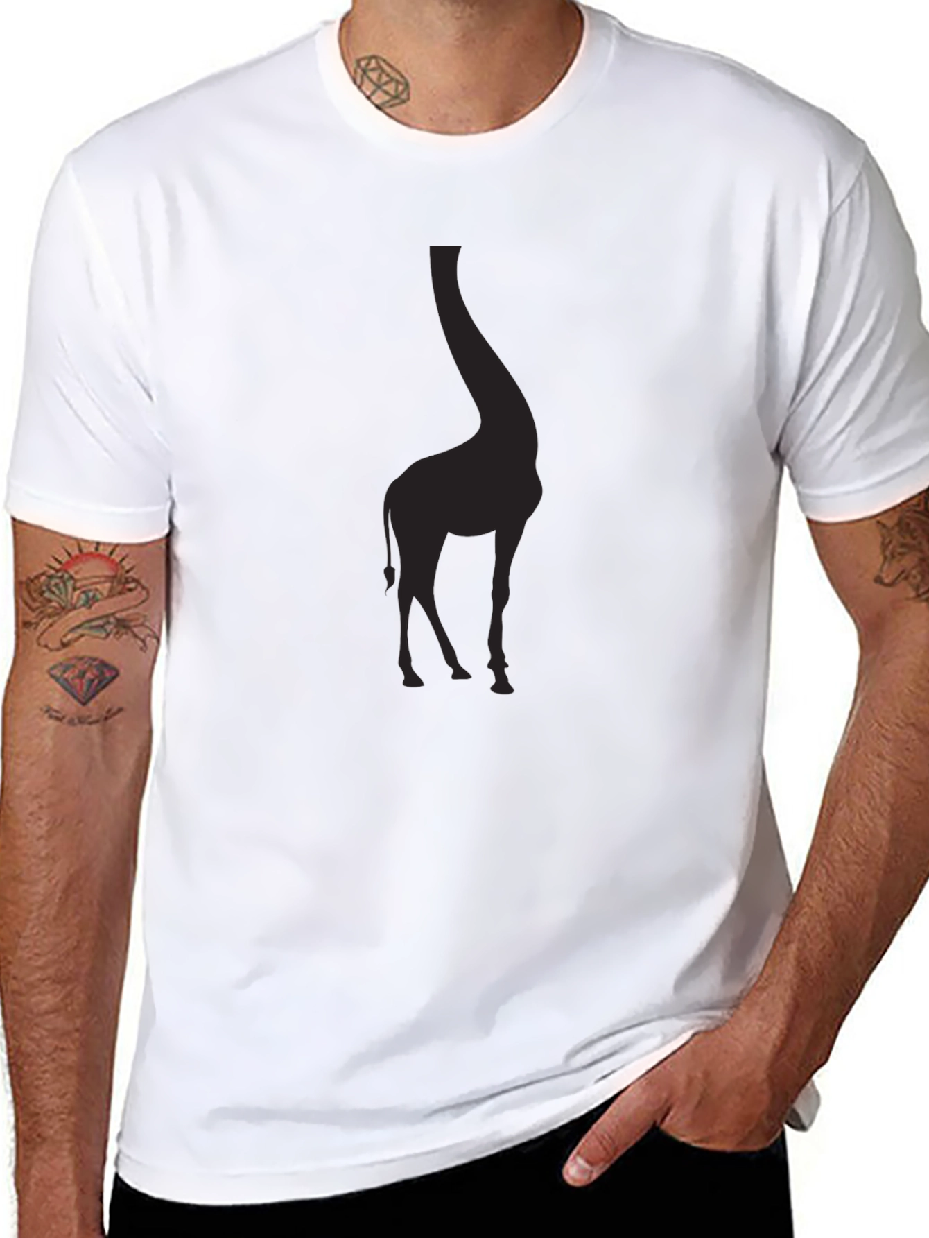 Giraffe Silhouette Black T-Shirt - Mens