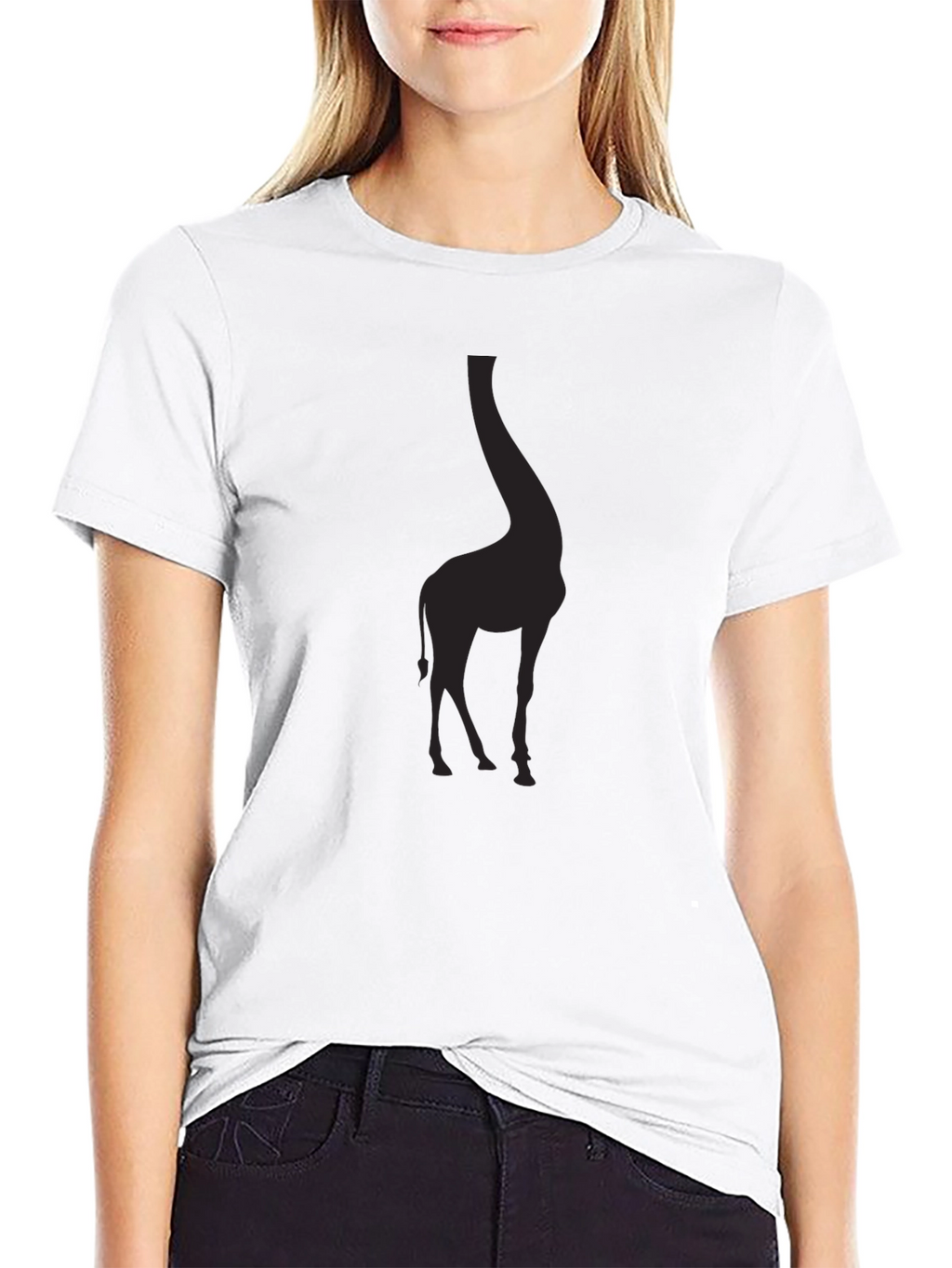 Giraffe Silhouette Black T-Shirt - Mens