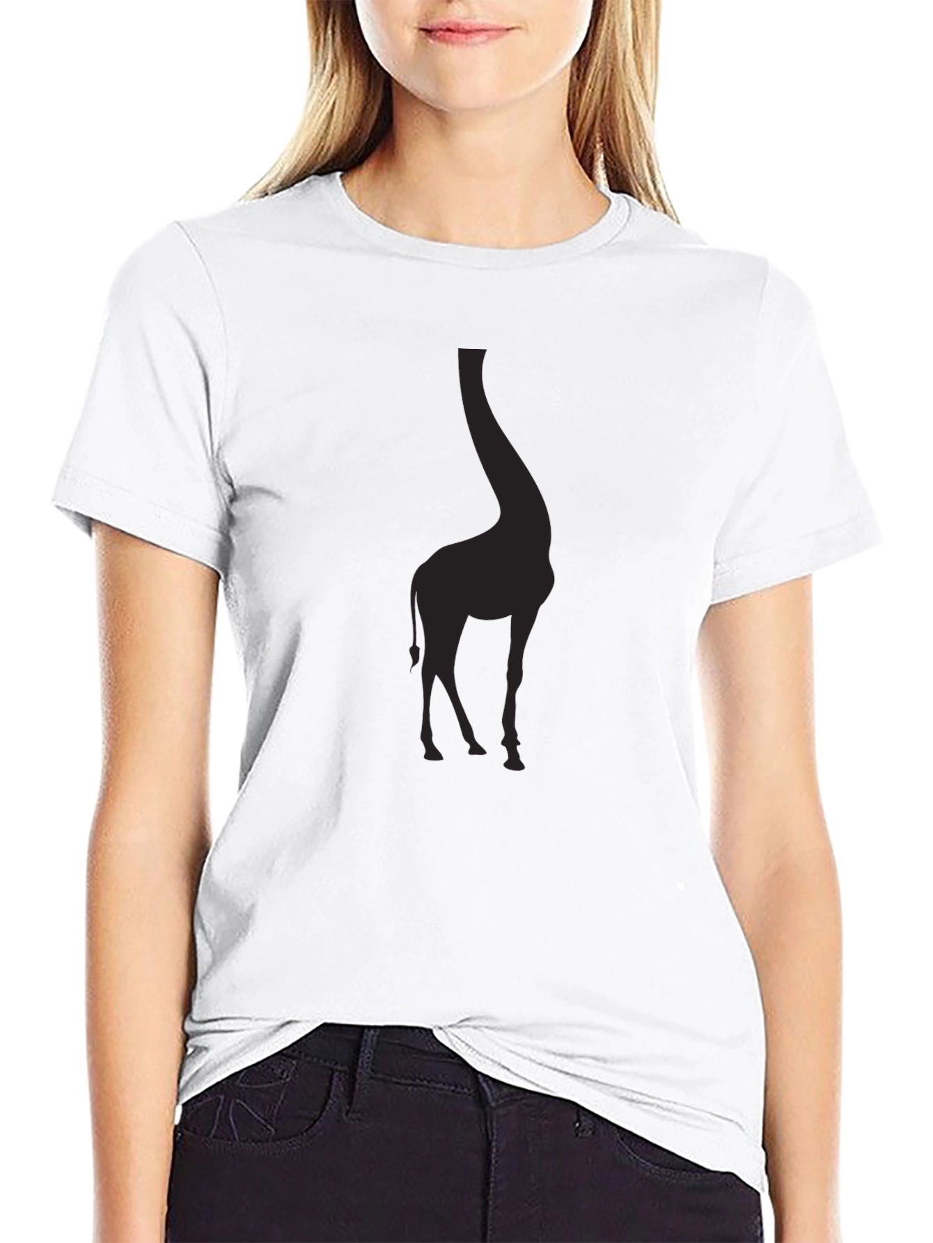 Giraffe Silhouette Black T-Shirt - Mens
