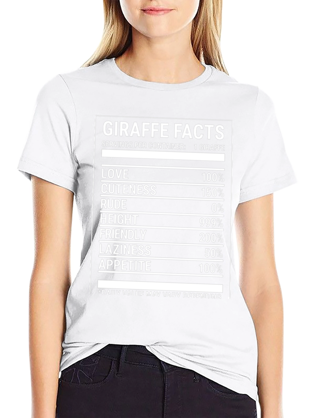 Giraffe Facts Funny T-Shirt Nutrition Label Humor Tee