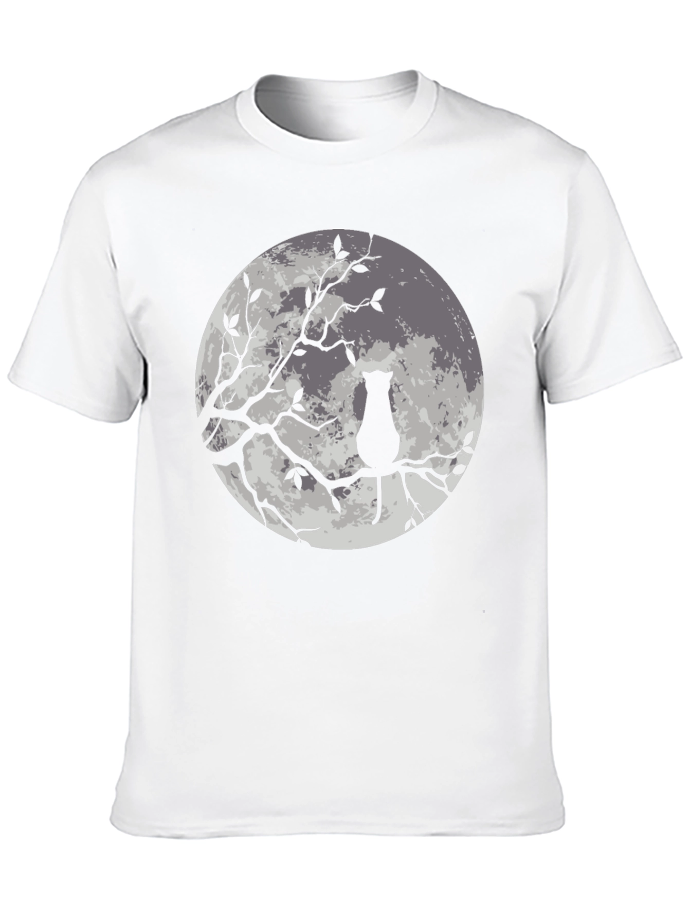 Moon Cat Graphic Tee - Stylish Black T-Shirt