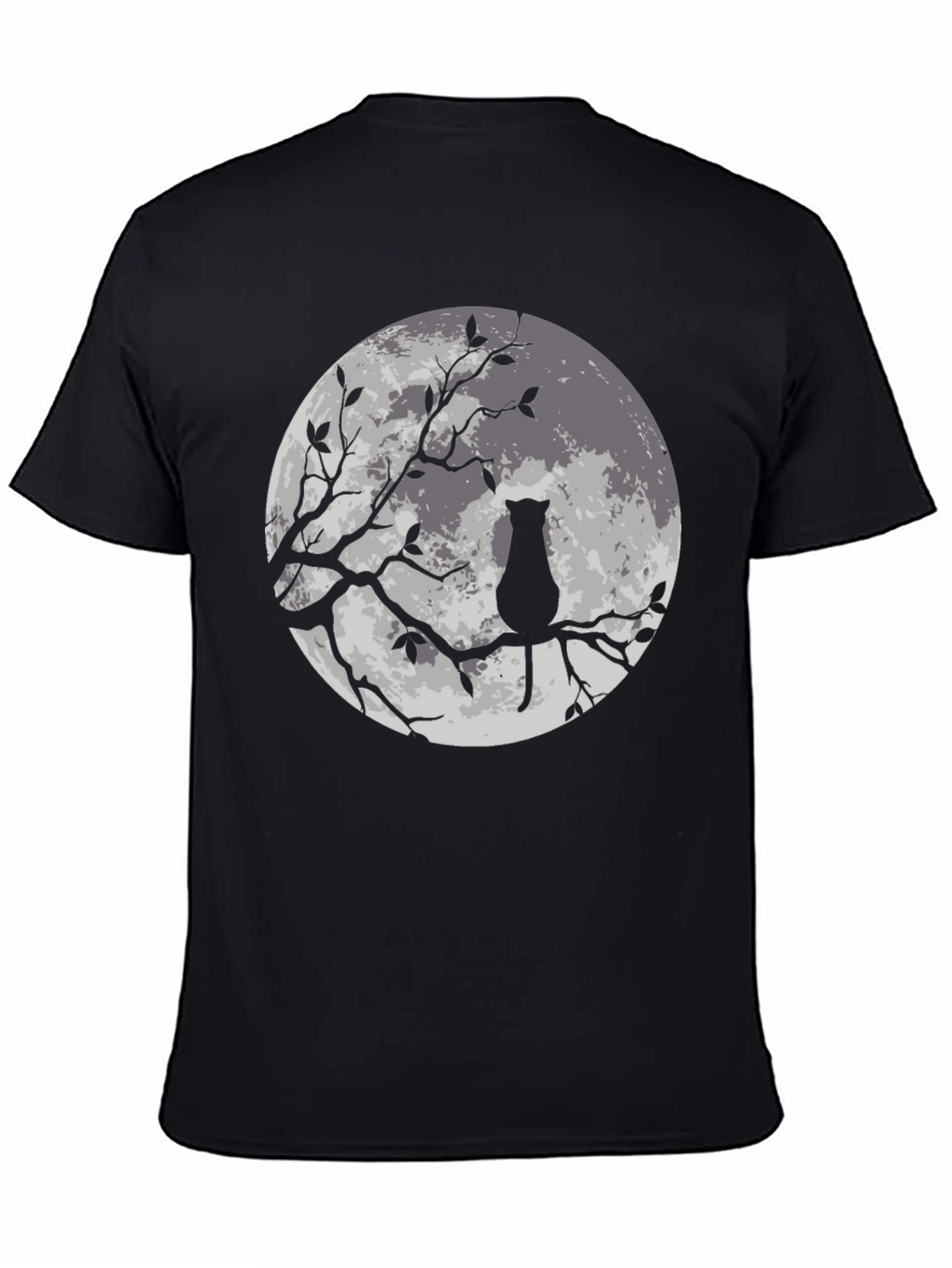 Moon Cat Graphic Tee - Stylish Black T-Shirt
