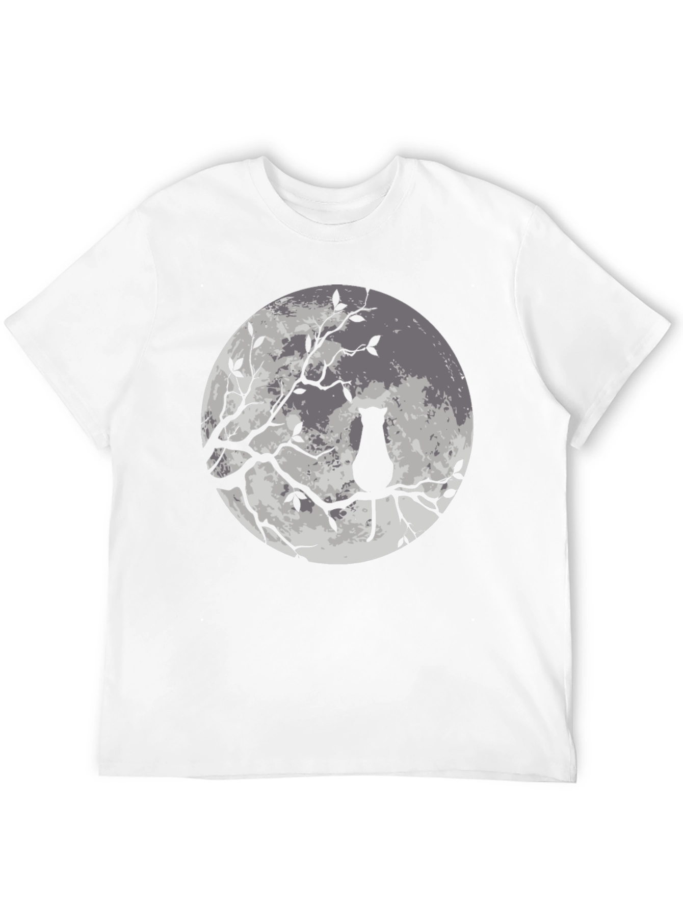 Moon Cat Graphic Tee - Stylish Black T-Shirt