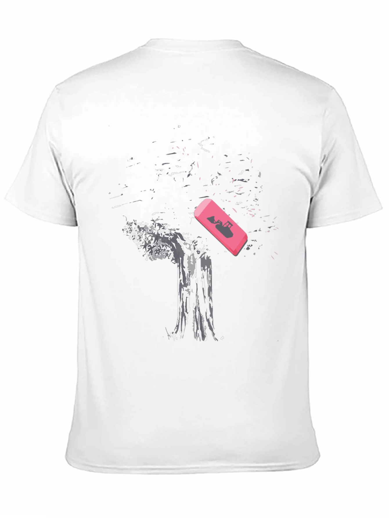 Eraser Tree Graphic Tee - Black Cotton T-Shirt