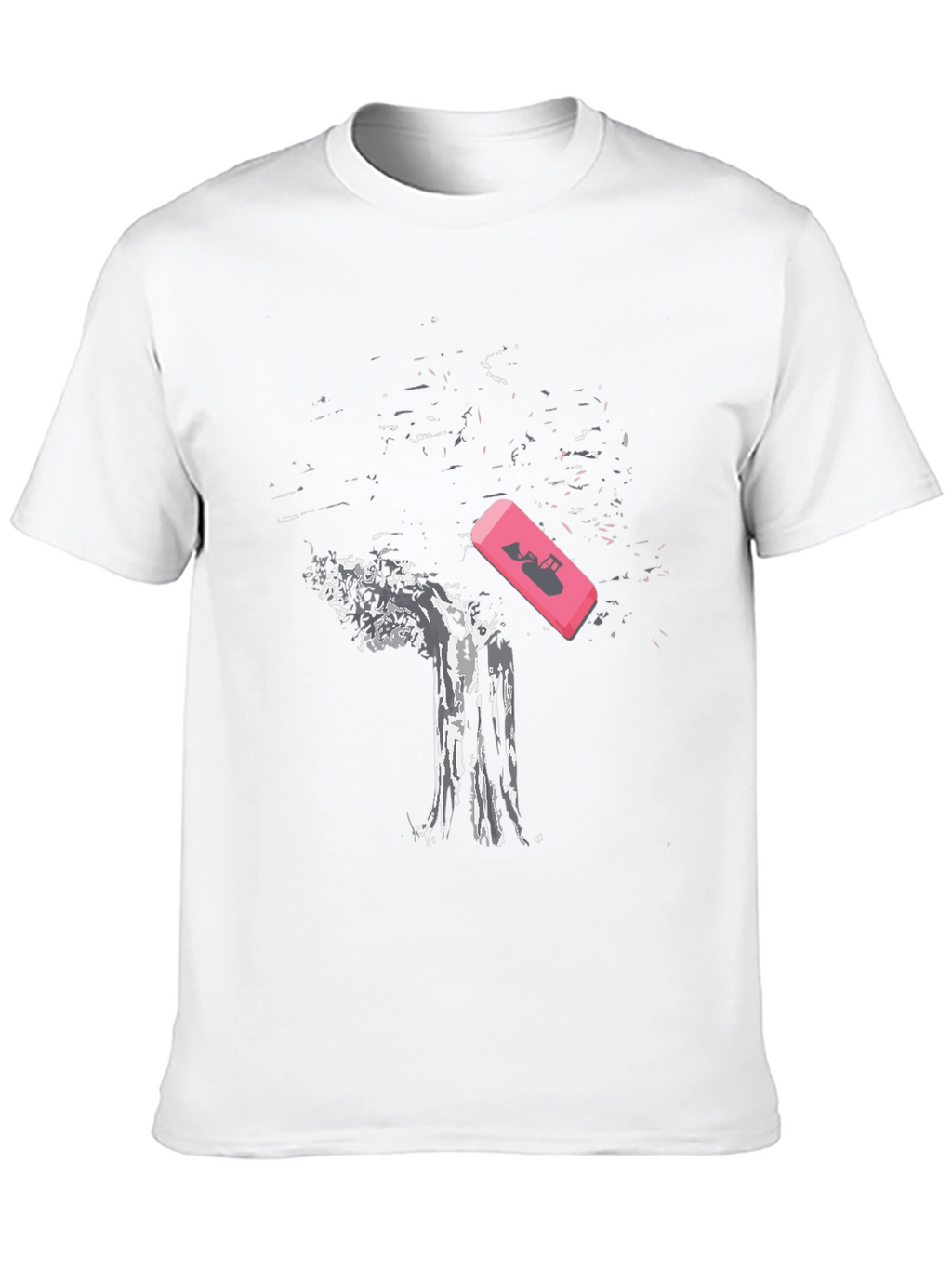 Eraser Tree Graphic Tee - Black Cotton T-Shirt