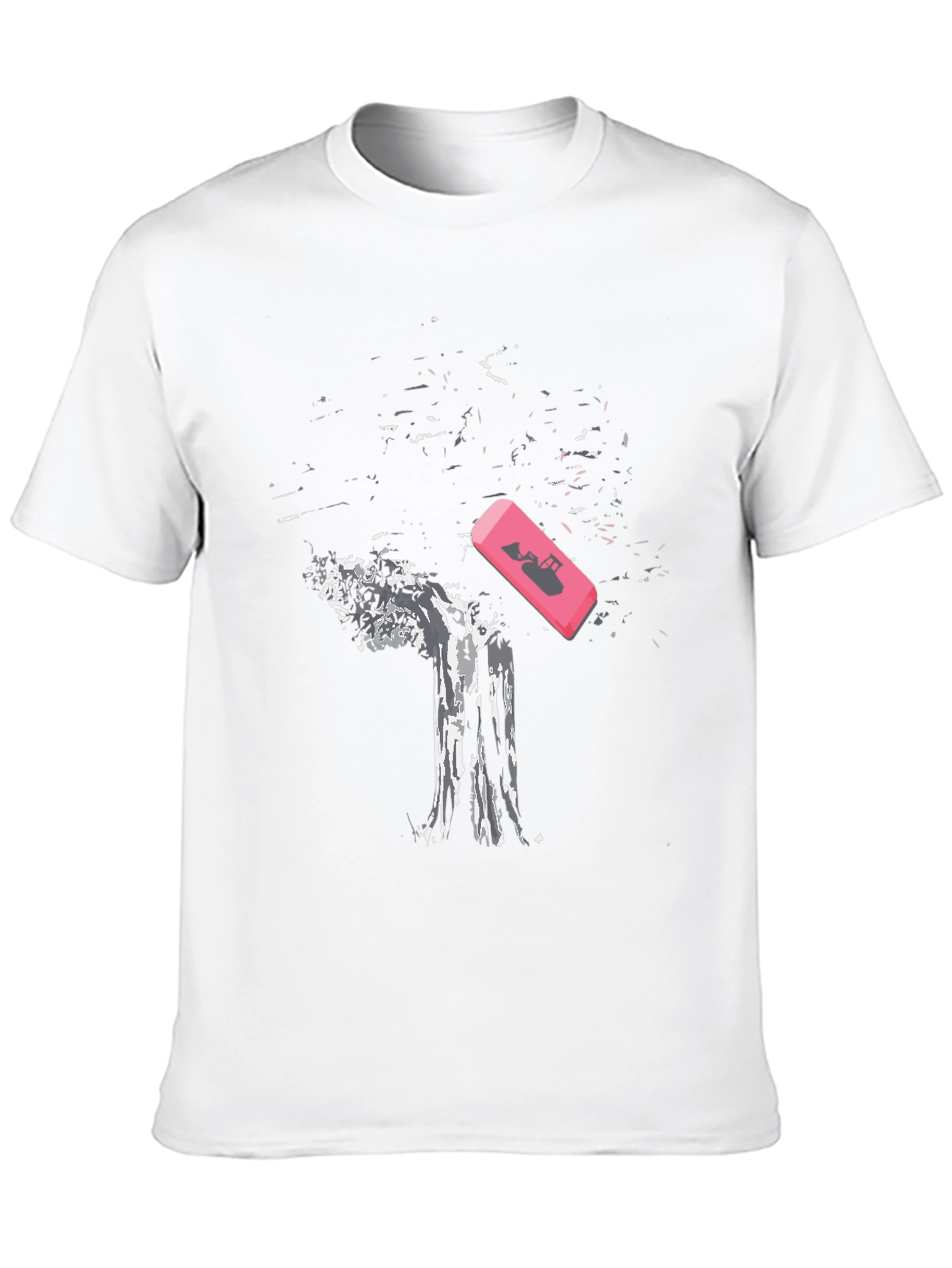 Eraser Tree Graphic Tee - Black Cotton T-Shirt