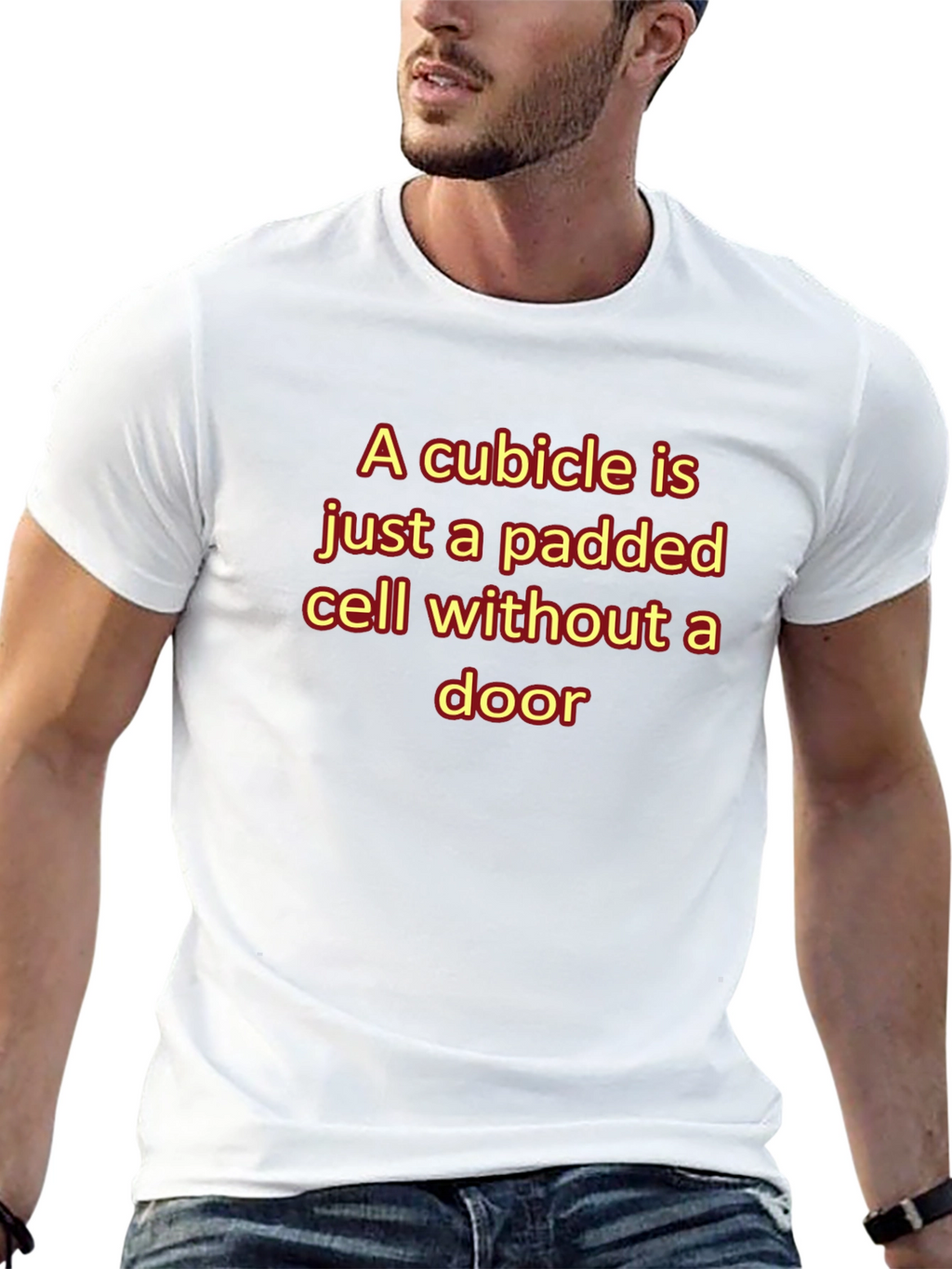 Cubicle Padded Cell Humor Graphic T-Shirt