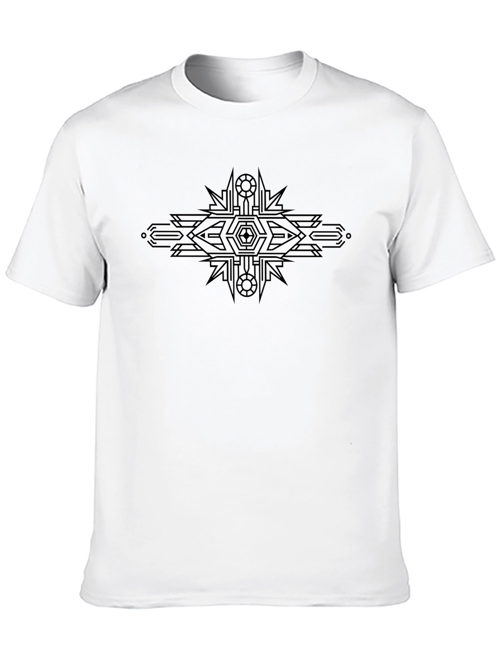 Geometric Graphic Print T-Shirt - Casual Black Tee