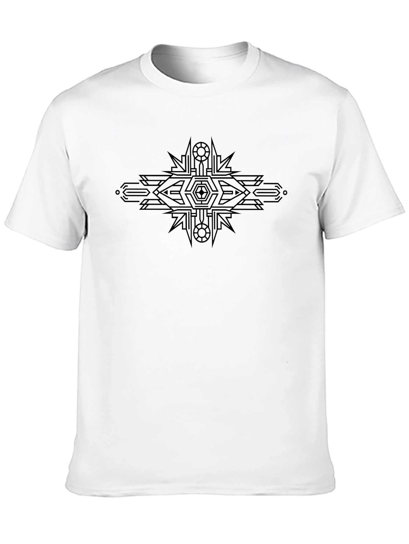Geometric Graphic Print T-Shirt - Casual Black Tee
