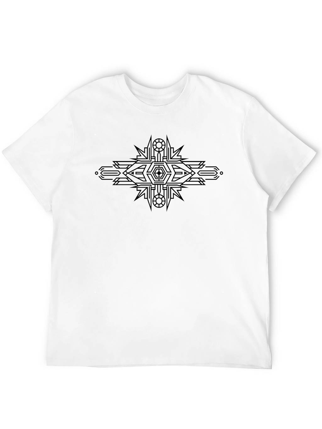 Geometric Graphic Print T-Shirt - Casual Black Tee