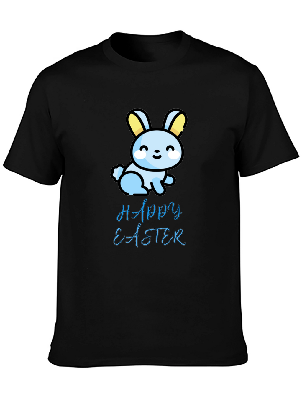Happy Easter Bunny Graphic Tee - Soft Black T-Shirt