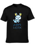 Happy Easter Bunny Graphic Tee - Soft Black T-Shirt