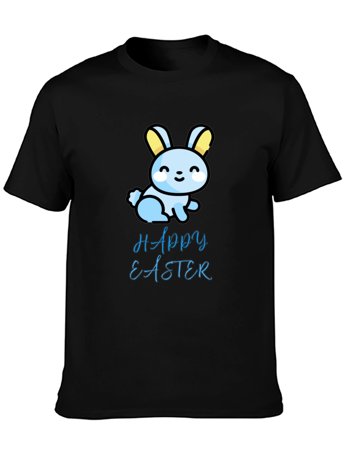 Happy Easter Bunny Graphic Tee - Soft Black T-Shirt
