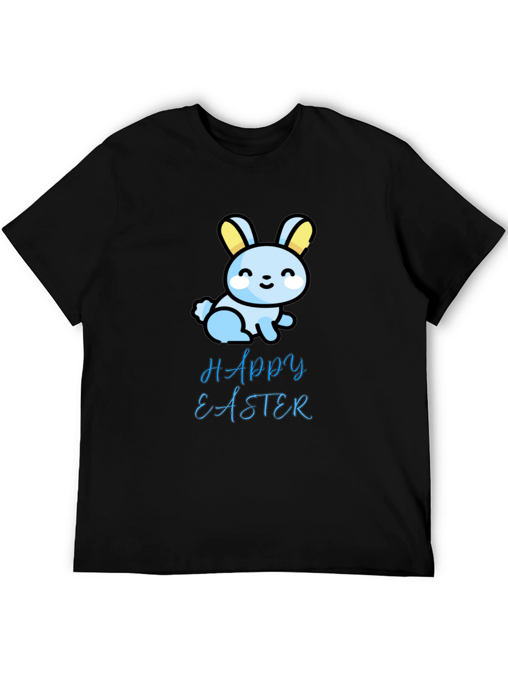 Happy Easter Bunny Graphic Tee - Soft Black T-Shirt
