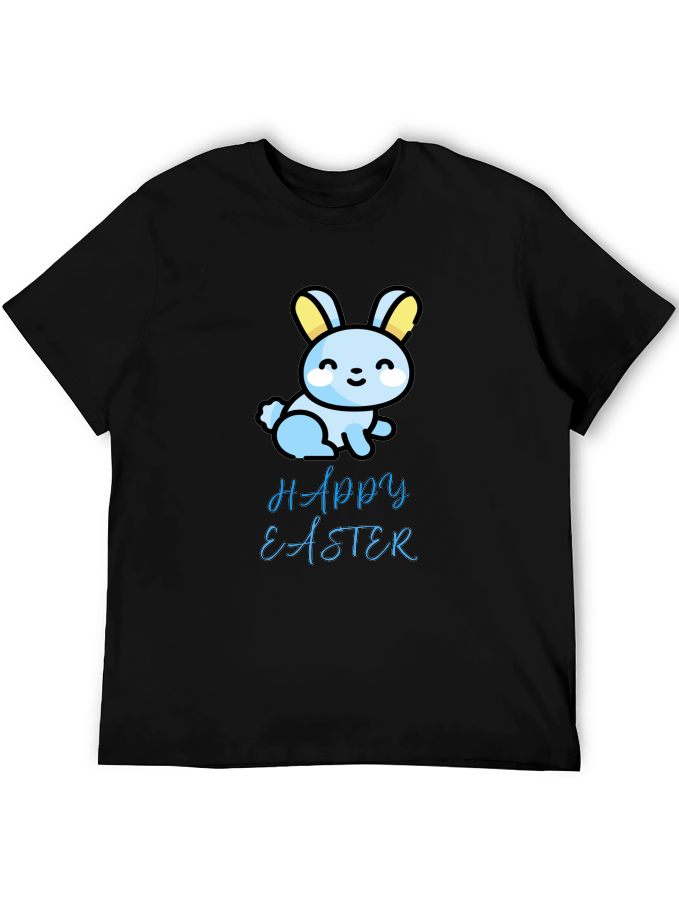 Happy Easter Bunny Graphic Tee - Soft Black T-Shirt