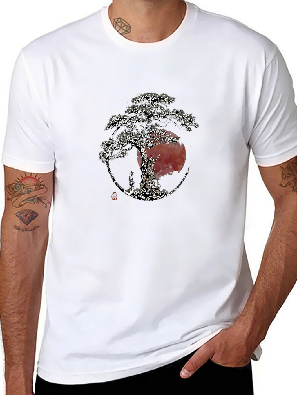 Bonsai Tree Graphic Tee - Zen Style Black T-Shirt