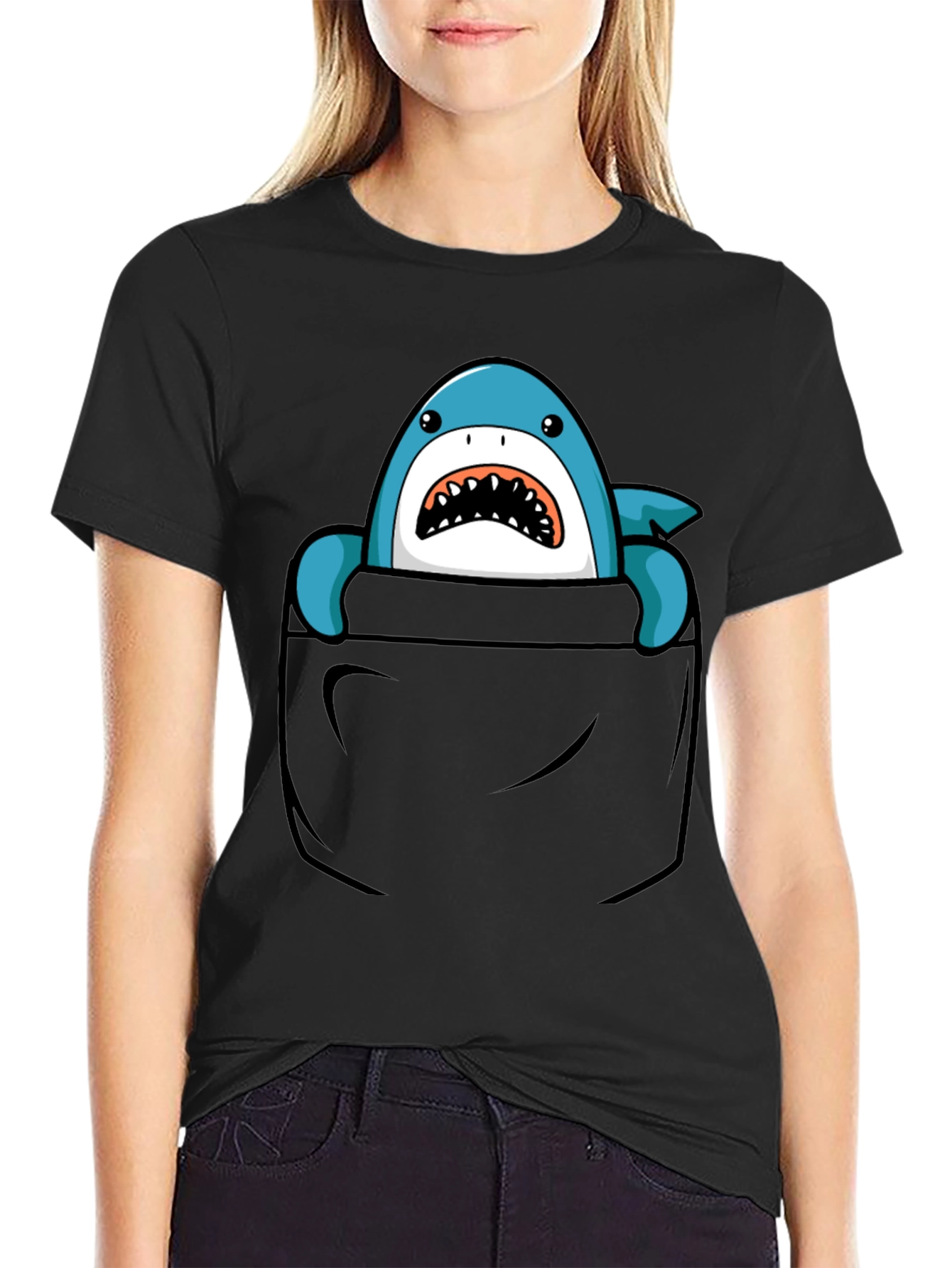 Shark Pocket T-Shirt - Fun Graphic Tee for Men